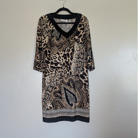 Chicos Shift Dress Womens Small Animal MIxed Print Stretchy Knee‎ Length Preppy - Picture 8 of 8
